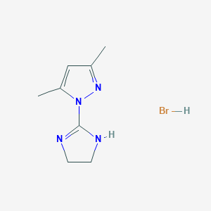 molecular formula C8H13BrN4 B161914 1-(4,5-二氢-1H-咪唑-2-基)-3,5-二甲基-1H-吡唑盐酸盐 CAS No. 132369-02-9