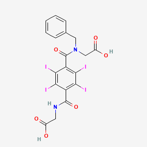 molecular formula C19H14I4N2O6 B1619186 Glycine, N-(4-(((carboxymethyl)amino)carbonyl)-2,3,5,6-tetraiodobenzoyl)-N-(phenylmethyl)- CAS No. 29779-64-4