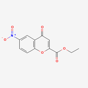 molecular formula C12H9NO6 B1619242 4H-1-Benzopyran-2-carboxylic acid, 6-nitro-4-oxo-, ethyl ester CAS No. 30095-79-5