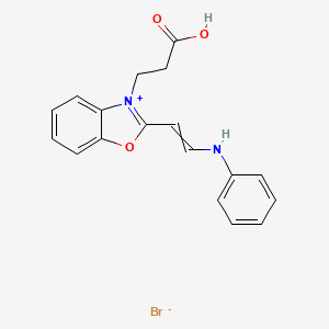 molecular formula C18H17BrN2O3 B1619477 Benzoxazolium, 3-(2-carboxyethyl)-2-[2-(phenylamino)ethenyl]-, bromide CAS No. 68123-41-1