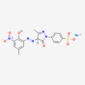 molecular formula C17H14N5NaO7S B1619490 Benzenesulfonic acid, 4-(4,5-dihydro-4-((2-hydroxy-5-methyl-3-nitrophenyl)azo)-3-methyl-5-oxo-1H-pyrazol-1-yl)-, monosodium salt CAS No. 61931-83-7