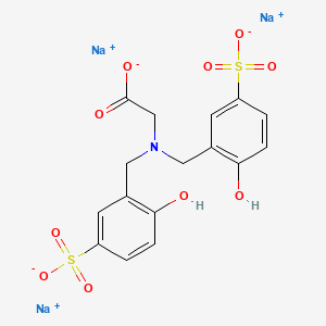 molecular formula C16H14NNa3O10S2 B1619506 Glycine, N,N-bis[(2-hydroxy-5-sulfophenyl)methyl]-, trisodium salt CAS No. 42419-94-3