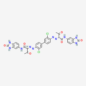 molecular formula C34H26Cl2N10O6 B1619516 Butanamide, 2,2'-[(3,3'-dichloro[1,1'-biphenyl]-4,4'-diyl)bis(2,1-diazenediyl)]bis[N-(2,3-dihydro-2-oxo-1H-benzimidazol-5-yl)-3-oxo- CAS No. 78245-94-0