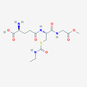 molecular formula C14H24N4O7S B161954 Glycine, N-(S-((ethylamino)carbonyl)-N-L-gamma-glutamyl-L-cysteinyl)-, 1-methyl ester CAS No. 125974-21-2