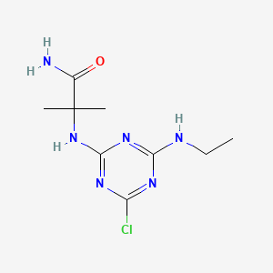 molecular formula C9H15ClN6O B1619705 2-Chloro-4-(1-carbamoyl-1-methylethylamino)-6-ethylamino-1,3,5-triazine CAS No. 36576-42-8