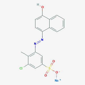 molecular formula C17H13ClN2O4S B1619766 Benzenesulfonic acid, 3-chloro-5-[(4-hydroxy-1-naphthalenyl)azo]-4-methyl-, monosodium salt CAS No. 6409-09-2