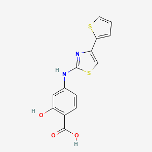 molecular formula C14H10N2O3S2 B1619877 4-(4-(Thiophen-2-yl)thiazol-2-ylamino)-2-hydroxybenzoic acid CAS No. 696628-99-6