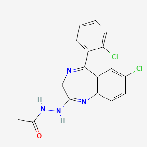 molecular formula C17H14Cl2N4O B1619942 N'-[7-chloro-5-(2-chlorophenyl)-3H-1,4-benzodiazepin-2-yl]acetohydrazide CAS No. 41837-74-5