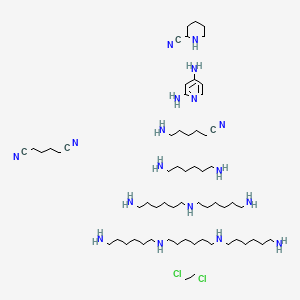 Hexanedinitrile, polymer with 6-aminohexanenitrile, N-(6-aminohexyl)-1,6-hexanediamine, N,N'-bis(6-aminohexyl)-1,6-hexanediamine, 1,2-dichloroethane, 1,6-hexanediamine, 2-piperidinecarbonitrile and 2,4-pyridinediamine