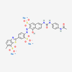 molecular formula C33H23N6Na3O12S4 B1620128 Trisodium 2-(4-((6-((((4-(acetamido)phenyl)amino)carbonyl)amino)-1-hydroxy-3-sulphonato-2-naphthyl)azo)-3-sulphonatophenyl)-6-methylbenzothiazole-7-sulphonate CAS No. 6417-31-8