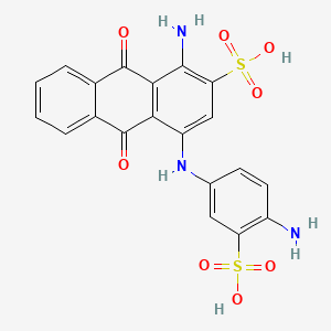 molecular formula C20H15N3O8S2 B1620171 2-Anthracenesulfonic acid, 1-amino-4-[(4-amino-3-sulfophenyl)amino]-9,10-dihydro-9,10-dioxo- CAS No. 81-69-6