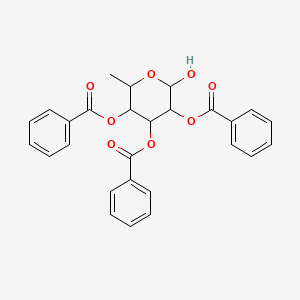 molecular formula C27H24O8 B1620234 (4,5-Dibenzoyloxy-6-hydroxy-2-methyloxan-3-yl) benzoate CAS No. 7494-44-2