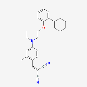 molecular formula C27H31N3O B1620372 ((4-((2-(2-Cyclohexylphenoxy)ethyl)ethylamino)-2-methylphenyl)methylene)malononitrile CAS No. 54079-60-6