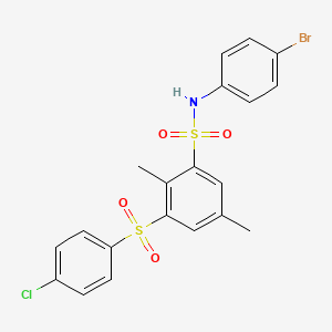 N-(4-Bromophenyl)-3-(4-chlorobenzene-1-sulfonyl)-2,5-dimethylbenzene-1-sulfonamide