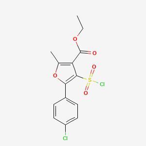molecular formula C14H12Cl2O5S B1620626 Ethyl 5-(4-chlorophenyl)-4-(chlorosulfonyl)-2-methylfuran-3-carboxylate CAS No. 306936-30-1