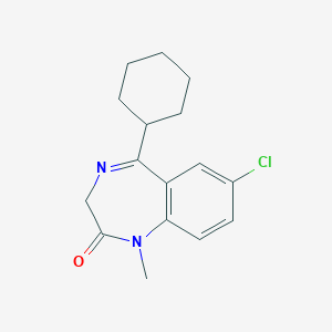 molecular formula C16H19ClN2O B162063 7-Chloro-5-cyclohexyl-1,3-dihydro-1-methyl-2H-1,4-benzodiazepin-2-one CAS No. 1784-78-7
