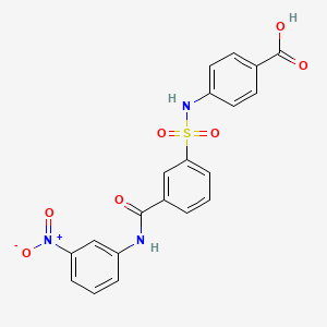 4-[[3-[(3-Nitrophenyl)carbamoyl]phenyl]sulfonylamino]benzoic acid