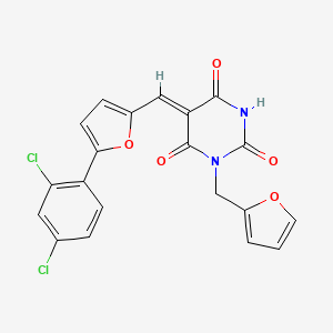 (5Z)-5-[[5-(2,4-dichlorophenyl)furan-2-yl]methylidene]-1-(furan-2-ylmethyl)-1,3-diazinane-2,4,6-trione