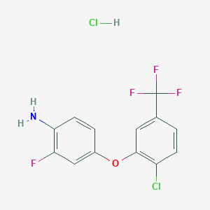molecular formula C13H9Cl2F4NO B1620859 4-[2-Chloro-5-(trifluoromethyl)phenoxy]-2-fluoroaniline hydrochloride CAS No. 849776-61-0