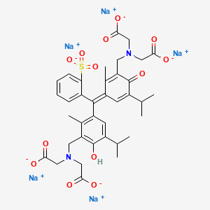 pentasodium;2-[[5-[(Z)-[3-[[bis(carboxylatomethyl)amino]methyl]-2-methyl-4-oxo-5-propan-2-ylcyclohexa-2,5-dien-1-ylidene]-(2-sulfonatophenyl)methyl]-2-hydroxy-6-methyl-3-propan-2-ylphenyl]methyl-(carboxylatomethyl)amino]acetate
