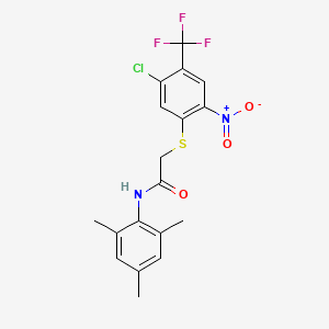 2-[5-chloro-2-nitro-4-(trifluoromethyl)phenyl]sulfanyl-N-(2,4,6-trimethylphenyl)acetamide