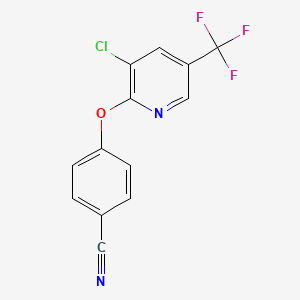 molecular formula C13H6ClF3N2O B1621039 4-((3-Chloro-5-(trifluoromethyl)pyridin-2-yl)oxy)benzonitrile CAS No. 95711-33-4