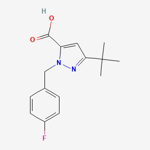 5-Tert-butyl-2-[(4-fluorophenyl)methyl]pyrazole-3-carboxylic acid