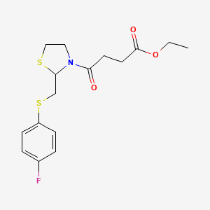 molecular formula C16H20FNO3S2 B1621098 Ethyl 4-(2-{[(4-fluorophenyl)thio]methyl}-1,3-thiazolan-3-yl)-4-oxobutanoate CAS No. 648858-94-0