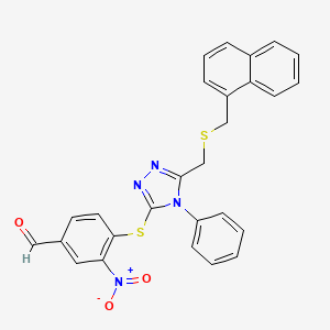 molecular formula C27H20N4O3S2 B1621114 4-[(5-([(1-Naphthylmethyl)thio]methyl)-4-phenyl-4H-1,2,4-triazol-3-YL)thio]-3-nitrobenzaldehyde CAS No. 303010-08-4