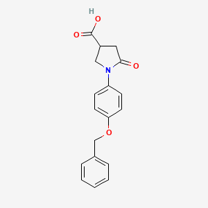 molecular formula C18H17NO4 B1621140 1-[4-(Benzyloxy)phenyl]-5-oxopyrrolidine-3-carboxylic acid CAS No. 73422-90-9