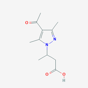 molecular formula C11H16N2O3 B1621186 3-(4-acetyl-3,5-dimethyl-1H-pyrazol-1-yl)butanoic acid CAS No. 890597-25-8