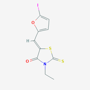 molecular formula C10H8INO2S2 B1621194 (Z)-3-Ethyl-5-((5-iodofuran-2-yl)methylene)-2-thioxothiazolidin-4-one CAS No. 330855-07-7