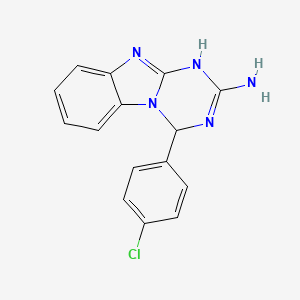 molecular formula C15H12ClN5 B1621336 4-(4-Chlorophenyl)-1,4-dihydro[1,3,5]triazino[1,2-a]benzimidazol-2-amine CAS No. 306288-55-1