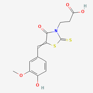 3-[5-[(4-Hydroxy-3-methoxyphenyl)methylidene]-4-oxo-2-sulfanylidene-1,3-thiazolidin-3-yl]propanoic acid