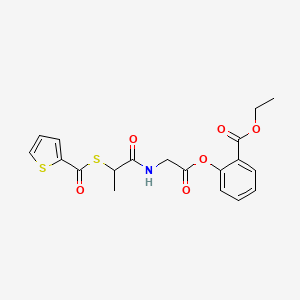 molecular formula C19H19NO6S2 B1621634 Ethyl o-(2-thenoylmercaptopropionylglycyloxy)benzoate CAS No. 84856-28-0