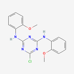 molecular formula C17H16ClN5O2 B1621660 6-chloro-N,N'-bis(2-methoxyphenyl)-1,3,5-triazine-2,4-diamine CAS No. 62752-06-1
