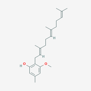 molecular formula C23H34O2 B162168 3-Methoxy-5-methyl-2-[(2E,6E)-3,7,11-trimethyl-2,6,10-dodecatrienyl]phenol CAS No. 64432-04-8