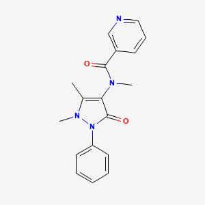 molecular formula C18H18N4O2 B1621736 N-(2,3-Dihydro-1,5-dimethyl-3-oxo-2-phenyl-1H-pyrazol-4-yl)-N-methylnicotinamide CAS No. 34760-49-1