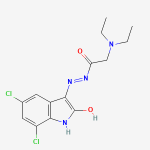 Glycine, N,N-diethyl-, (5,7-dichloro-1,2-dihydro-2-oxo-3H-indol-3-ylidene)hydrazide, (Z)-