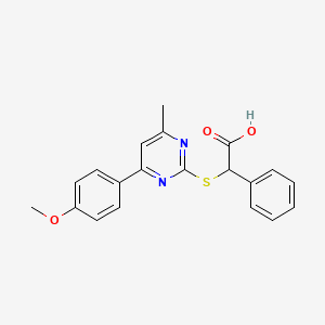 2-Pyrimidinethioacetic acid, 4-(4-methoxyphenyl)-6-methyl-beta-phenyl