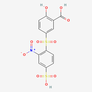 molecular formula C13H9NO10S2 B1622040 5-((2-Nitro-4-sulphophenyl)sulphonyl)salicylic acid CAS No. 83732-86-9