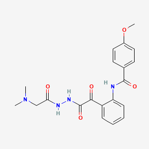 Benzeneacetic acid, 2-((4-methoxybenzoyl)amino)-alpha-oxo-, 2-((dimethylamino)acetyl)hydrazide