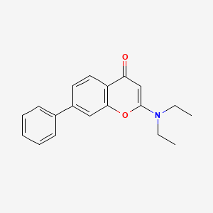 4H-1-Benzopyran-4-one, 2-(diethylamino)-7-phenyl-