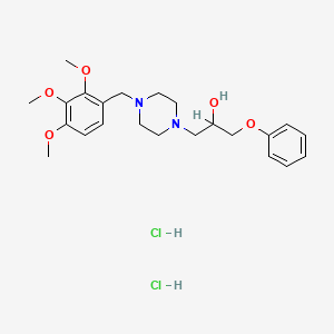 B1622213 1-Piperazineethanol, alpha-(phenoxymethyl)-4-((2,3,4-trimethoxyphenyl)methyl)-, hydrochloride, hydrate (2:4:1) CAS No. 64966-24-1