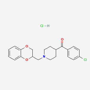 molecular formula C21H23Cl2NO3 B1622571 Methanone, (4-chlorophenyl)(1-((2,3-dihydro-1,4-benzodioxin-2-yl)methyl)-4-piperidinyl)-, hydrochloride CAS No. 76362-14-6
