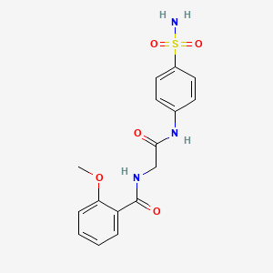 molecular formula C16H17N3O5S B1622578 Benzamide, N-(2-((4-(aminosulfonyl)phenyl)amino)-2-oxoethyl)-ar-methoxy- CAS No. 81870-66-8