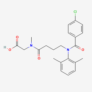 molecular formula C22H25ClN2O4 B1622660 Glycine, N-(4-((4-chlorobenzoyl)(2,6-dimethylphenyl)amino)-1-oxobutyl)-N-methyl- CAS No. 71455-82-8