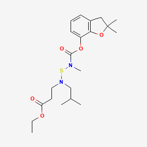 molecular formula C21H32N2O5S B1622664 ethyl 3-[[(2,2-dimethyl-3H-1-benzofuran-7-yl)oxycarbonyl-methylamino]sulfanyl-(2-methylpropyl)amino]propanoate CAS No. 82560-64-3