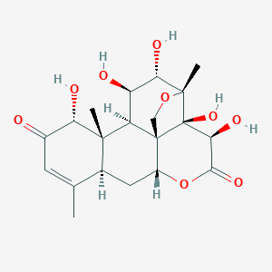 molecular formula C20H26O9 B162267 (1R,2R,3R,6R,8S,12R,13S,14R,15R,16S,17R)-2,3,12,15,16-Pentahydroxy-9,13,17-trimethyl-5,18-dioxapentacyclo[12.5.0.01,6.02,17.08,13]nonadec-9-ene-4,11-dione CAS No. 95258-12-1