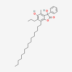 molecular formula C34H50O4 B1622953 7-Hexadecyl-3,5-dihydroxy-4-methyl-3-phenyl-6-propyl-3H-benzofuran-2-one CAS No. 80280-36-0